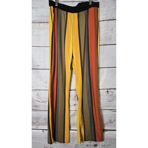 Ashley Stewart Curvy Girl Pants Size 2x Multicolor Striped High Waisted Flare